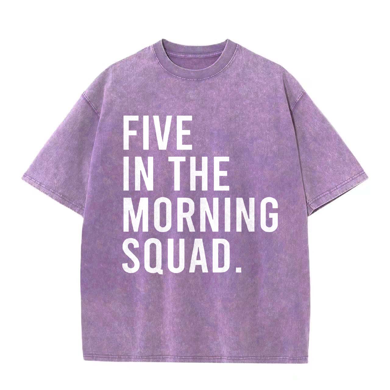 Five In The Morning Squad Printed Oversize Washed T-Shirt-traneing