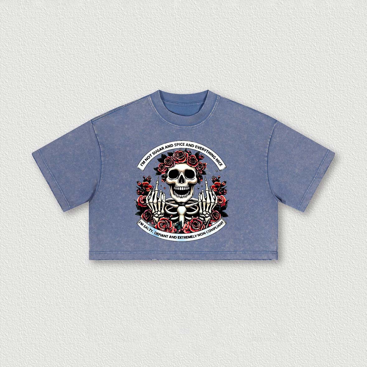 I'm Not Sugar And Spice Printed Washed Women's Cropped Top