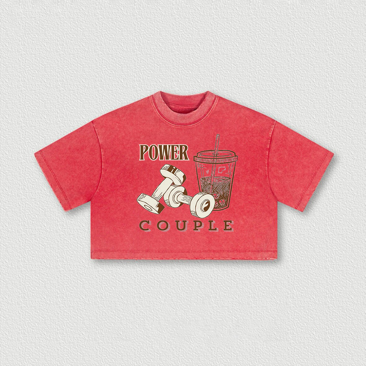 Power Couple Printed Washed Women's Cropped Top