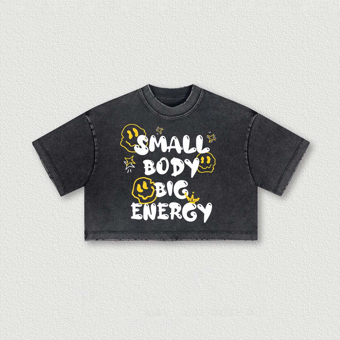 Small Body Big Energy Printed Washed Women's Cropped Top