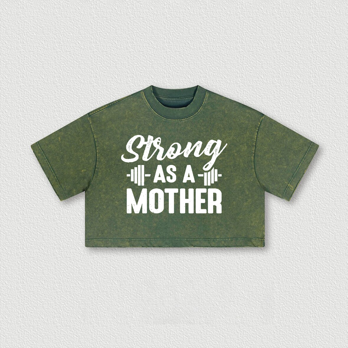 Strong As A Mother Printed Washed Women's Cropped Top Image - 1