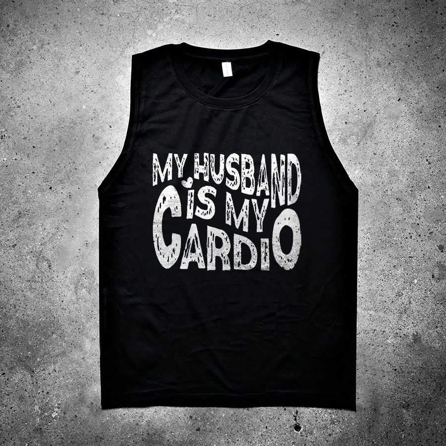 My Husband Is My Cardio Printed Women's Vest-traneing