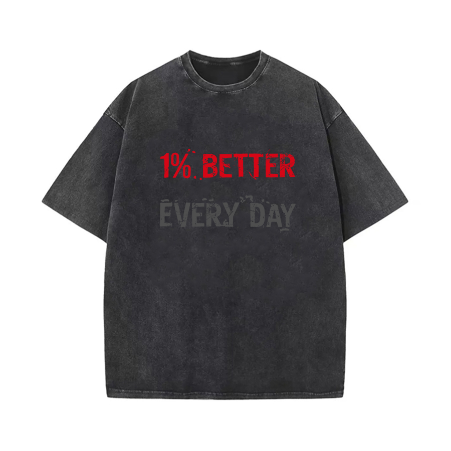 1% Better Everyday  Printed Oversize Washed T-Shirt