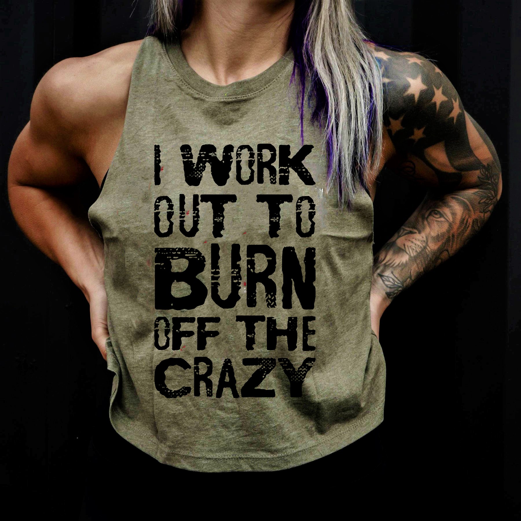 I Work Out To Burn Off The Crazy Print Women's Crop Top  Image - 5
