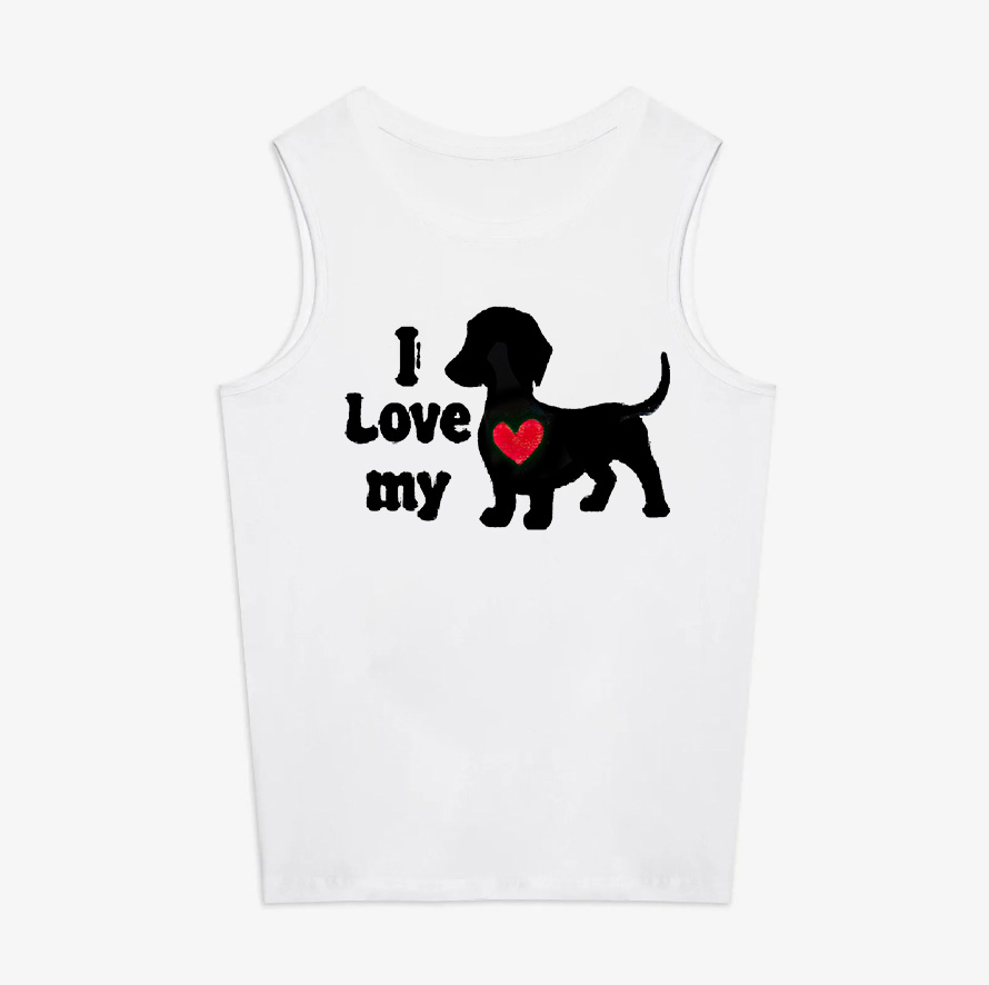 I Love My Dog Printed Women's Vest Image - 3