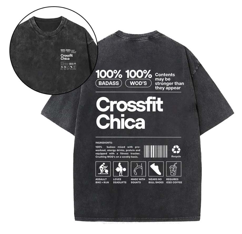 Crossfit Chica Printed Oversize Washed T-Shirt-traneing