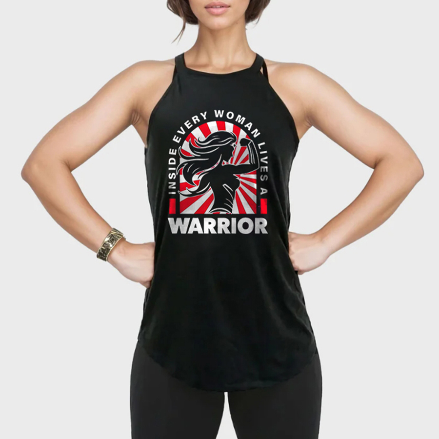 Inside Every Woman Lives A Warrior Printed Yoga Tank Tops