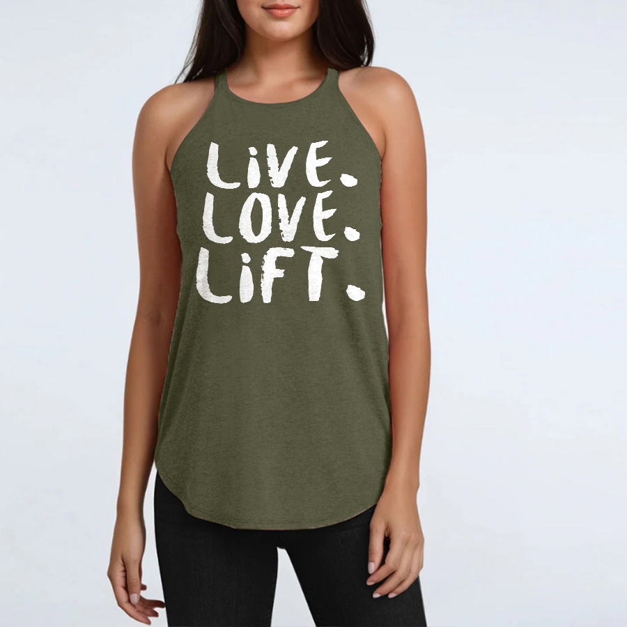 Live Love Lift Printed Yoga Tank Tops Image - 1