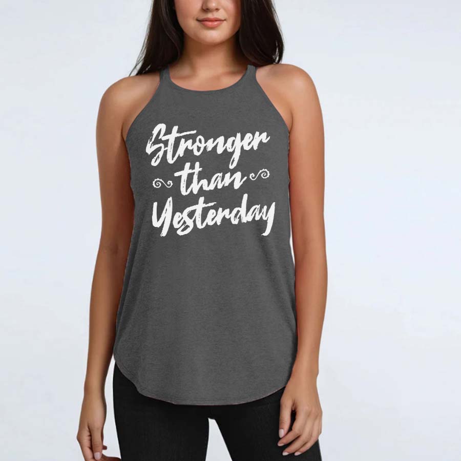 Stronger Than Yesterday Printed Yoga Tank Tops Image - 1