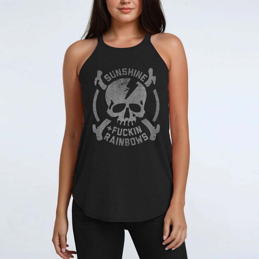 Sunshine And F*cking Rainbows Printed Yoga Tank Tops