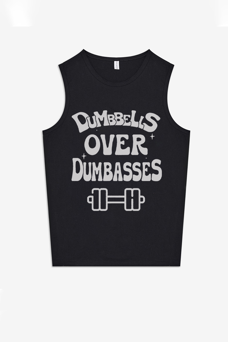 Dumbbells Over Dumbasses Printed Women's Vest-traneing