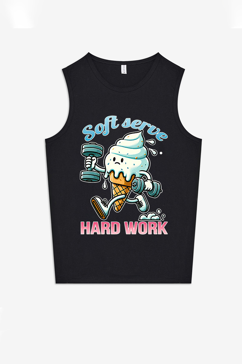 Soft Serve Hard Work Printed Women's Vest-traneing