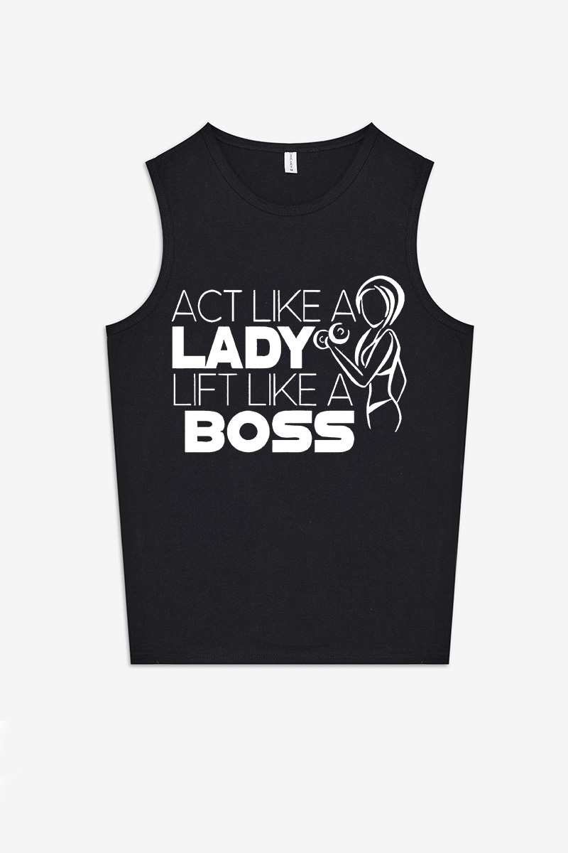 Act Like A Lady Lift Like A Boss Printed Women's Vest-traneing