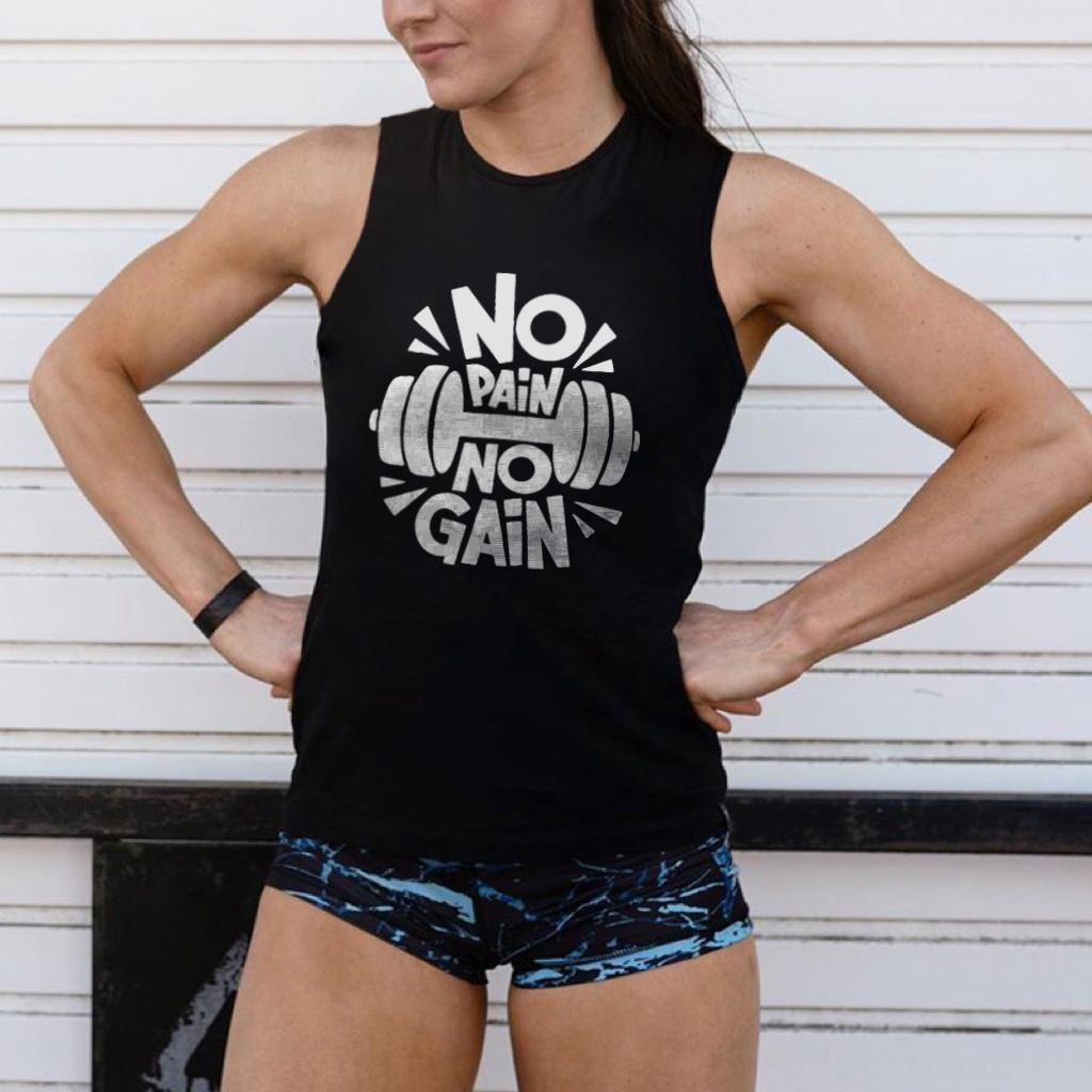 No Pain No Gain Printed Women's Vest-traneing