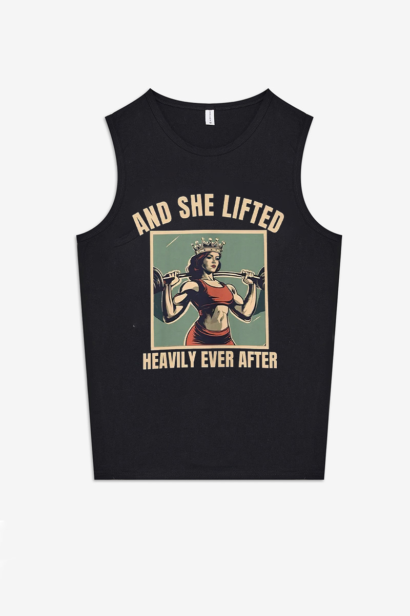 And She Lifted Heavily Ever After Printed Women's Vest-traneing