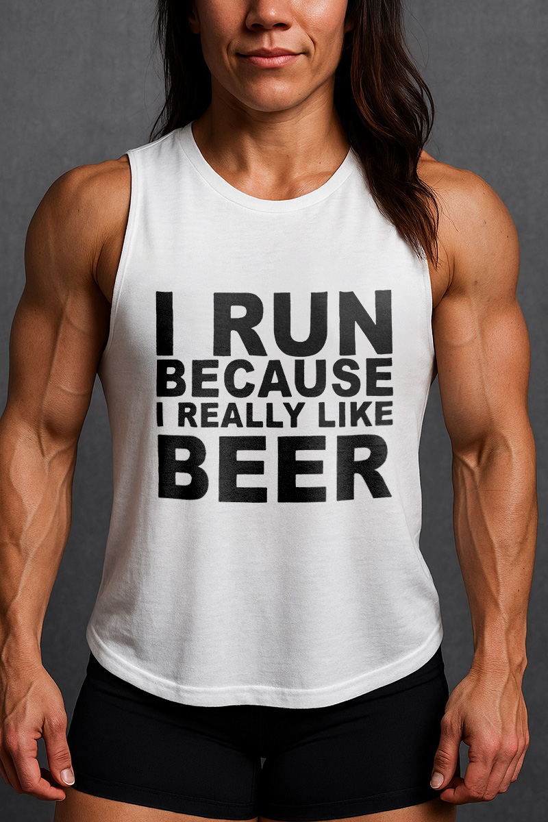I Run Because I Really Like Beer Printed Women's Vest-traneing