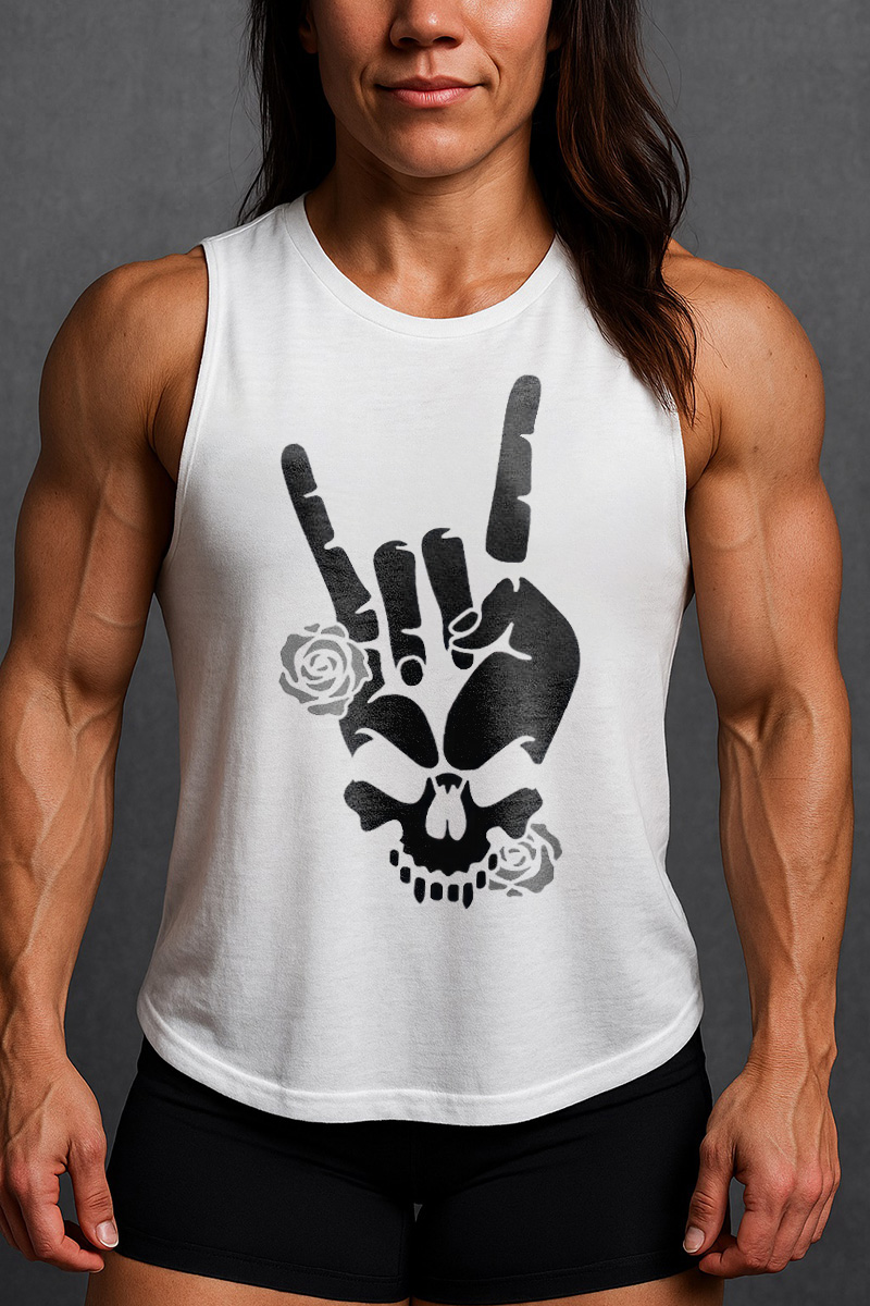 Rocker Skull Printed Women's Vest-traneing