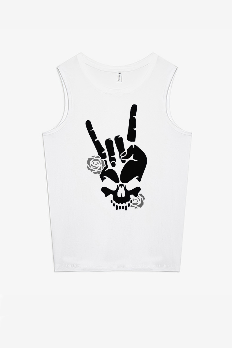 Rocker Skull Printed Women's Vest-traneing