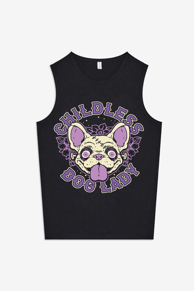 Childless Dog Lady Printed Women's Vest-traneing