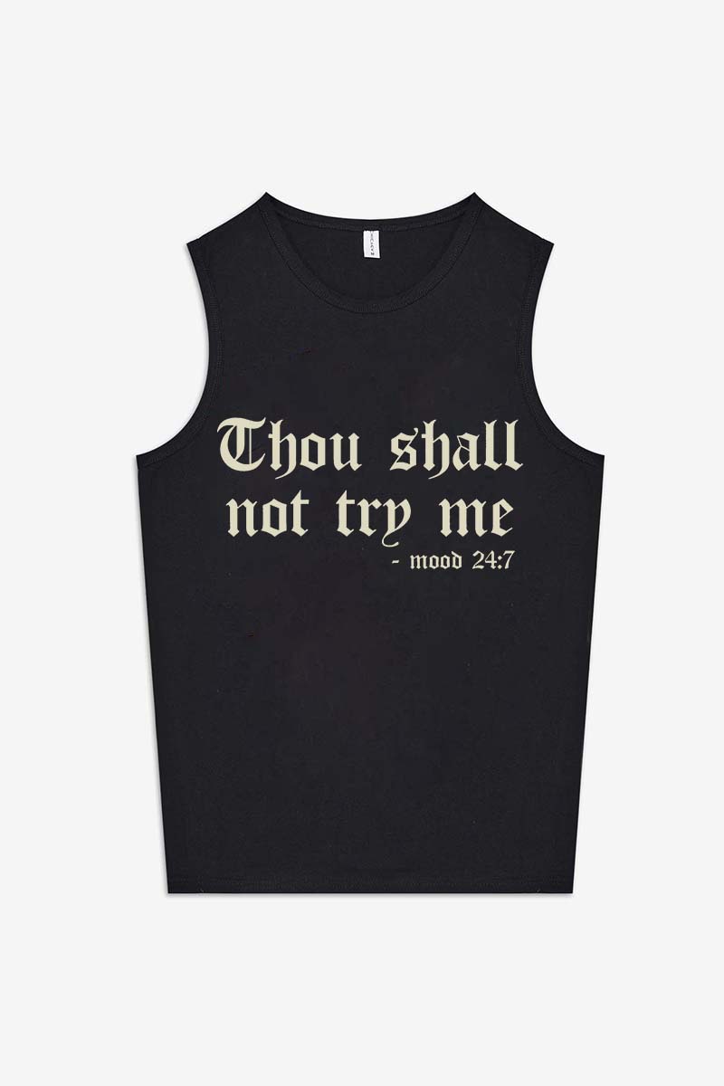 Thou Shall Not Try Me Printed Women's Vest-traneing