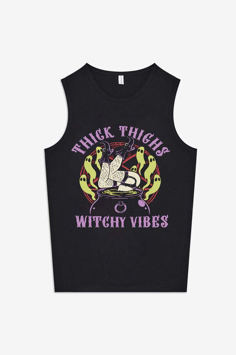 Thick Thighs Witchy Vibes Printed Women's Vest-traneing