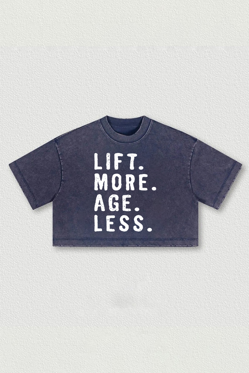 Lift More Age Less Printed Washed Women's Cropped Top-traneing