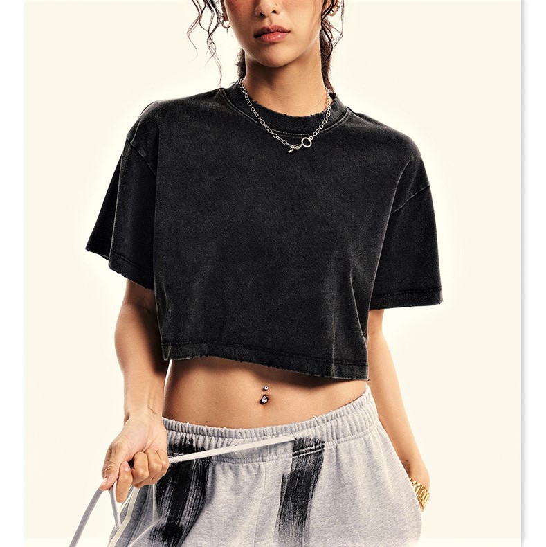 Don't Quit Printed Washed Women's Cropped Top-traneing