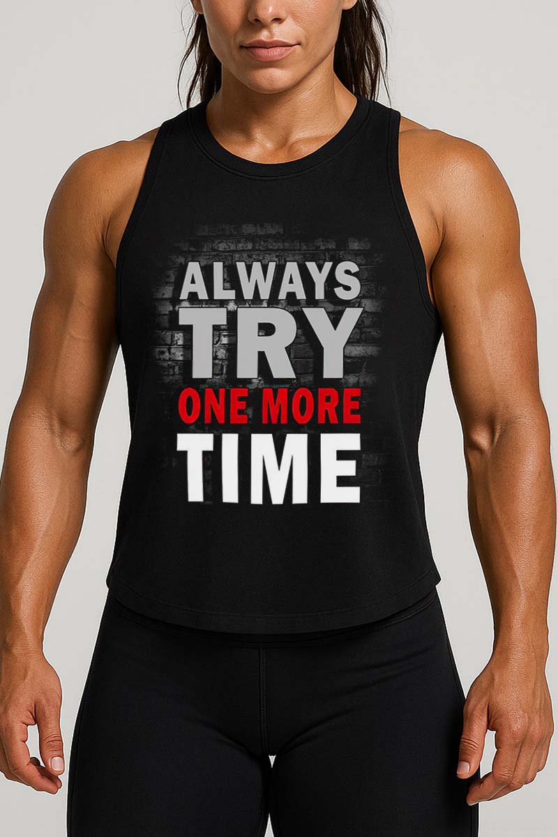 Always Try One More Time Printed Women's Vest-traneing