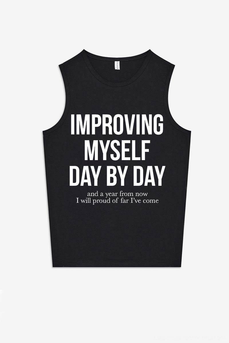 Improving Myself Day By Day Printed Women's Vest-traneing