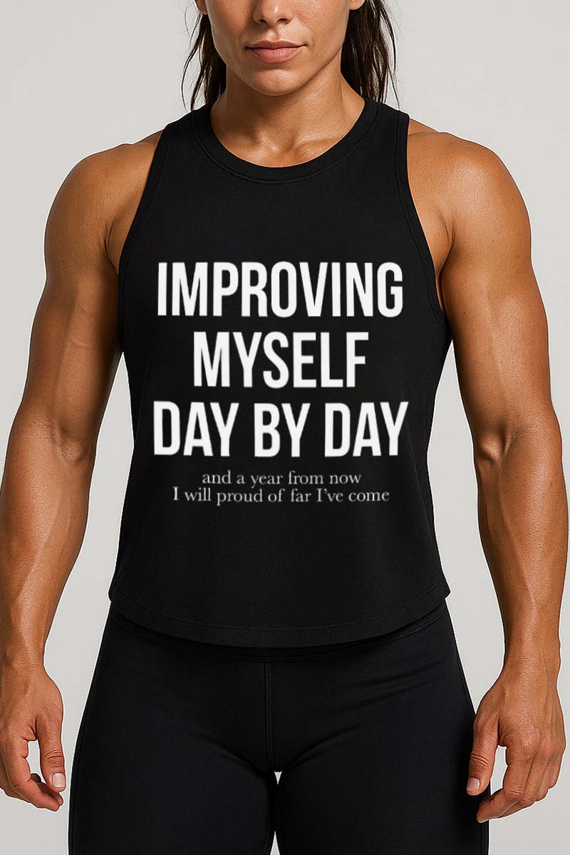 Improving Myself Day By Day Printed Women's Vest-traneing