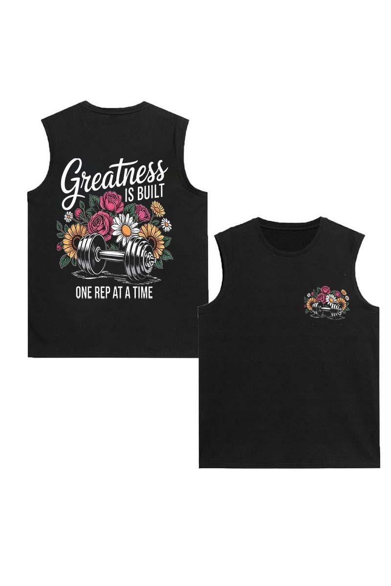 Greatness Is Built One Rep At A Time Printed Women's Vest-traneing