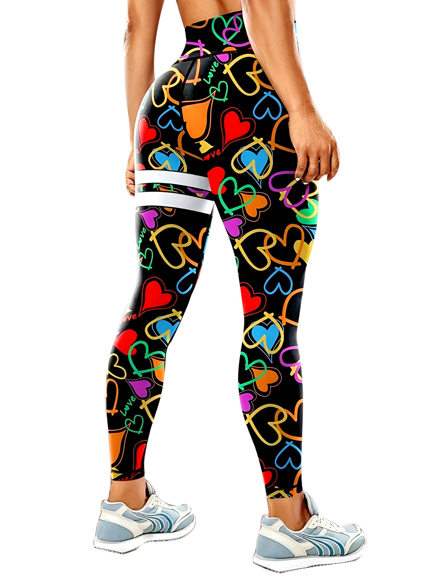 Colorful Heart Fitness Women's Sports Yoga Leggings-traneing