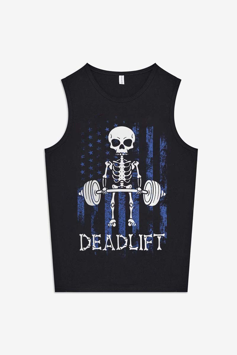 Deadlift Skeleton Graphic Printed Women's Vest-traneing