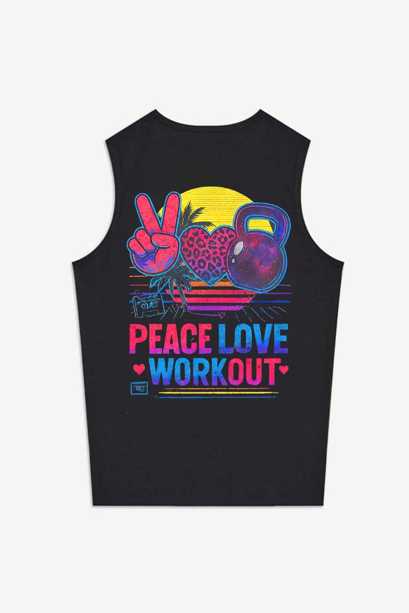 Peace Love Workout Printed Women's Vest-traneing