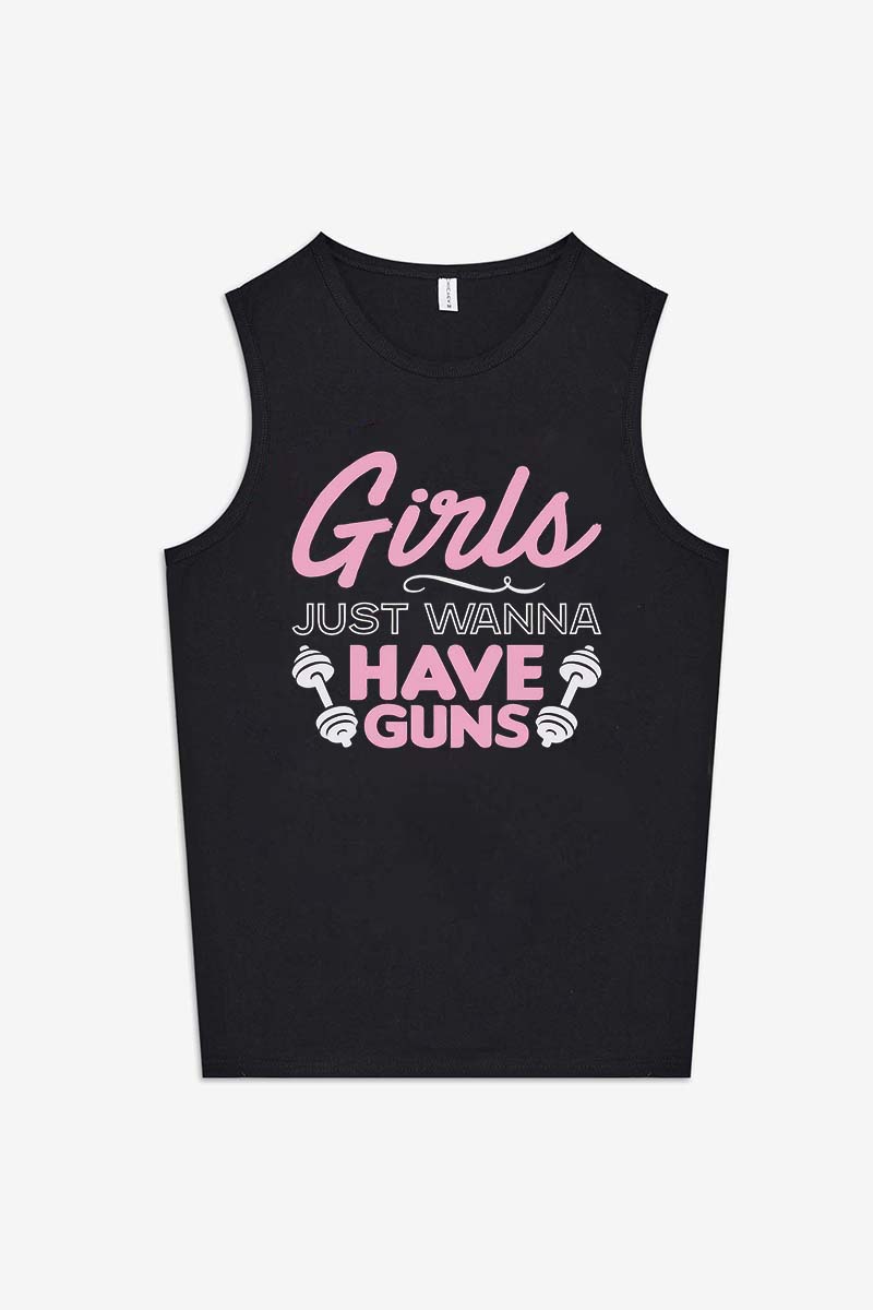 Girls Just Wanna Have Guns Printed Women's Vest-traneing