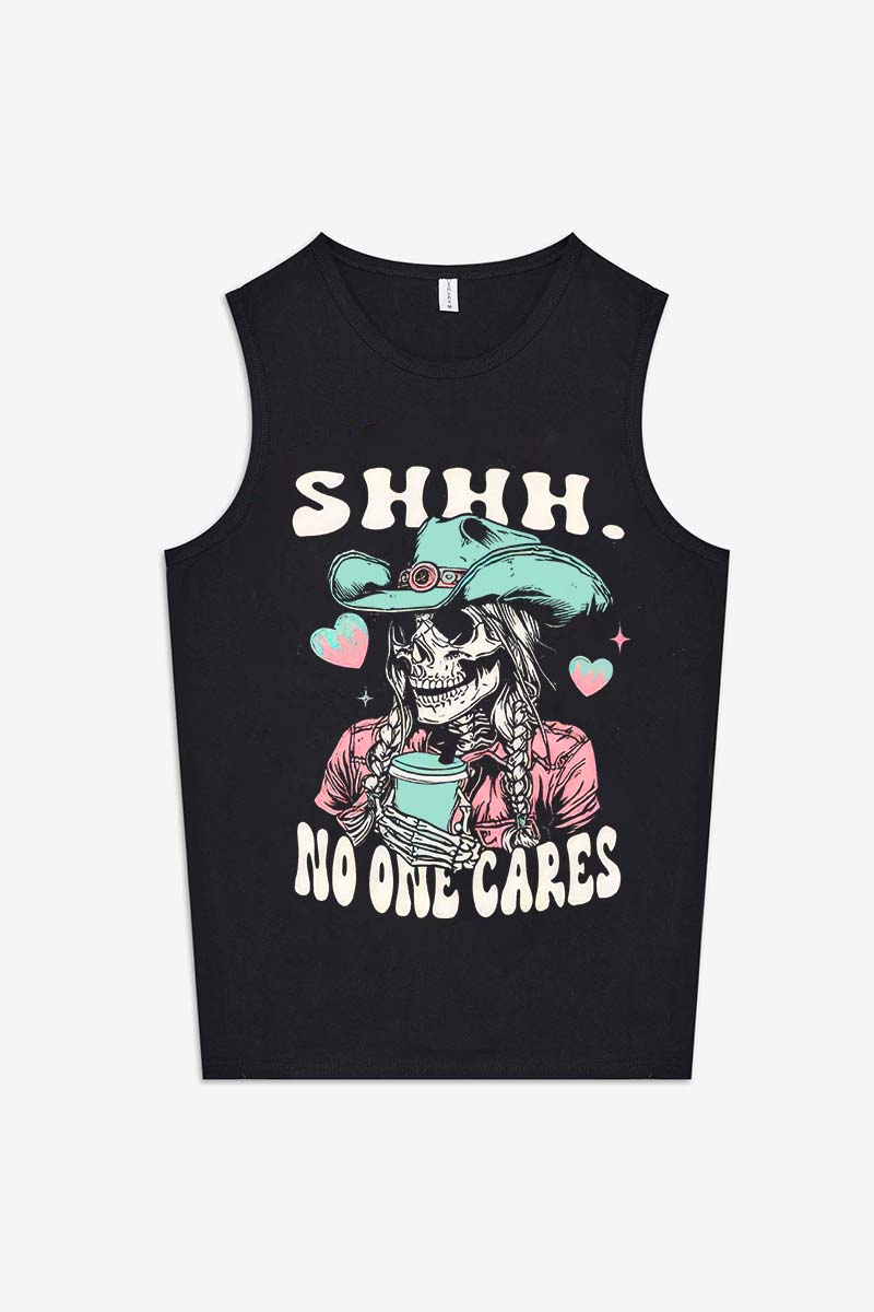 Shhh. No One Cares Printed Women's Vest-traneing