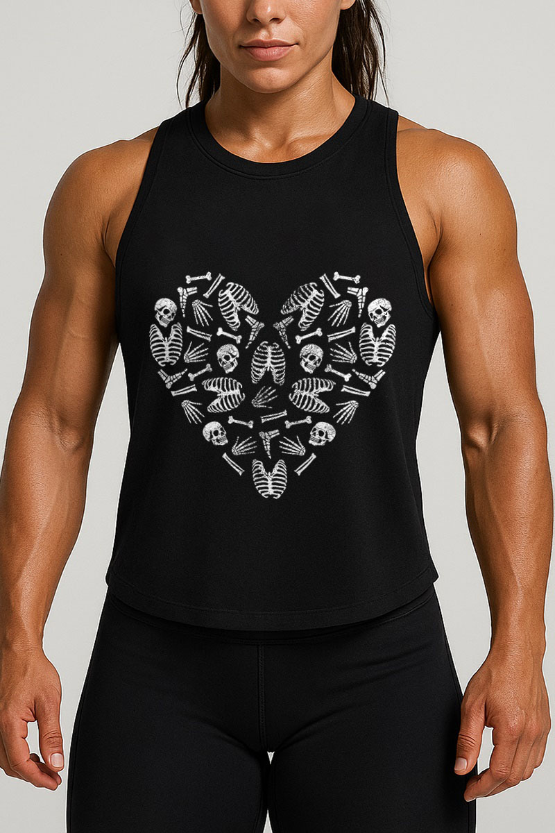 Heart Skeleton Bones Printed Women's Vest-traneing