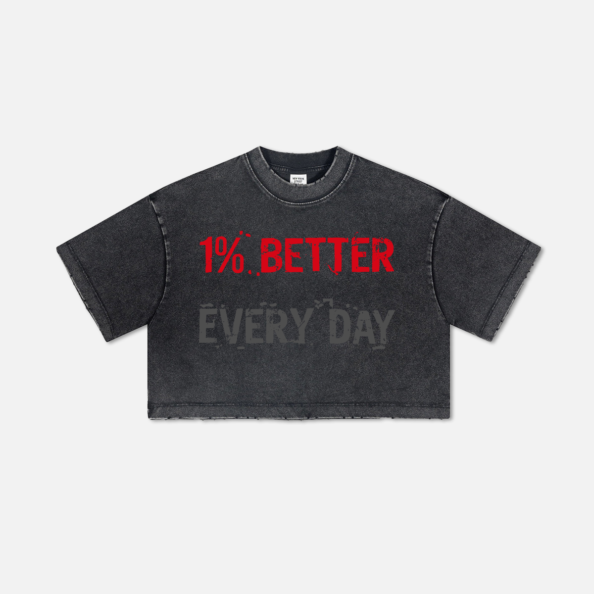 1% Better Every Day Printed Washed Women's Cropped Top-traneing