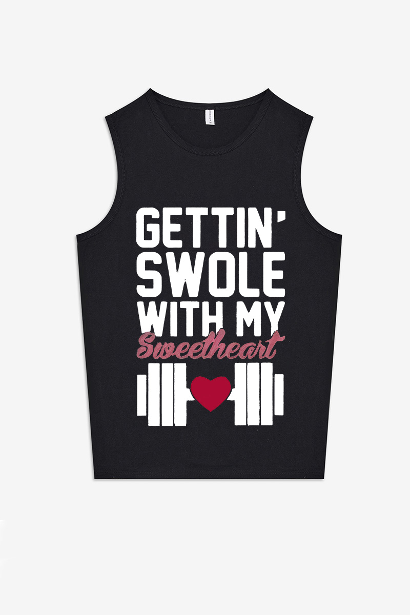 Gettin' Swole With My Sweetheart Printed Women's Vest-traneing