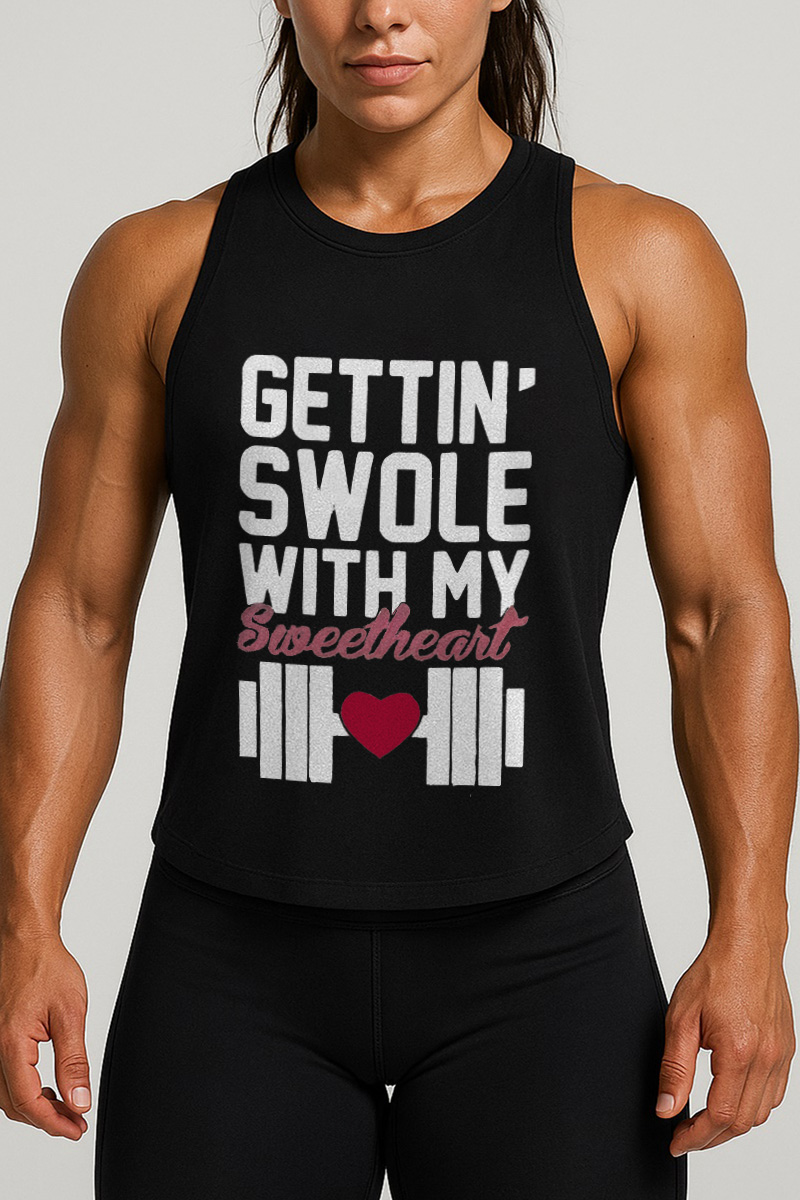 Gettin' Swole With My Sweetheart Printed Women's Vest-traneing