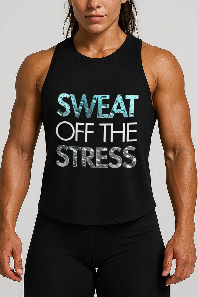 Sweat Off The Stress Printed Women's Vest-traneing