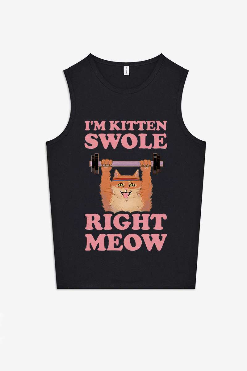 I'm Kitten Swole Right Meow Printed Women's Vest-traneing