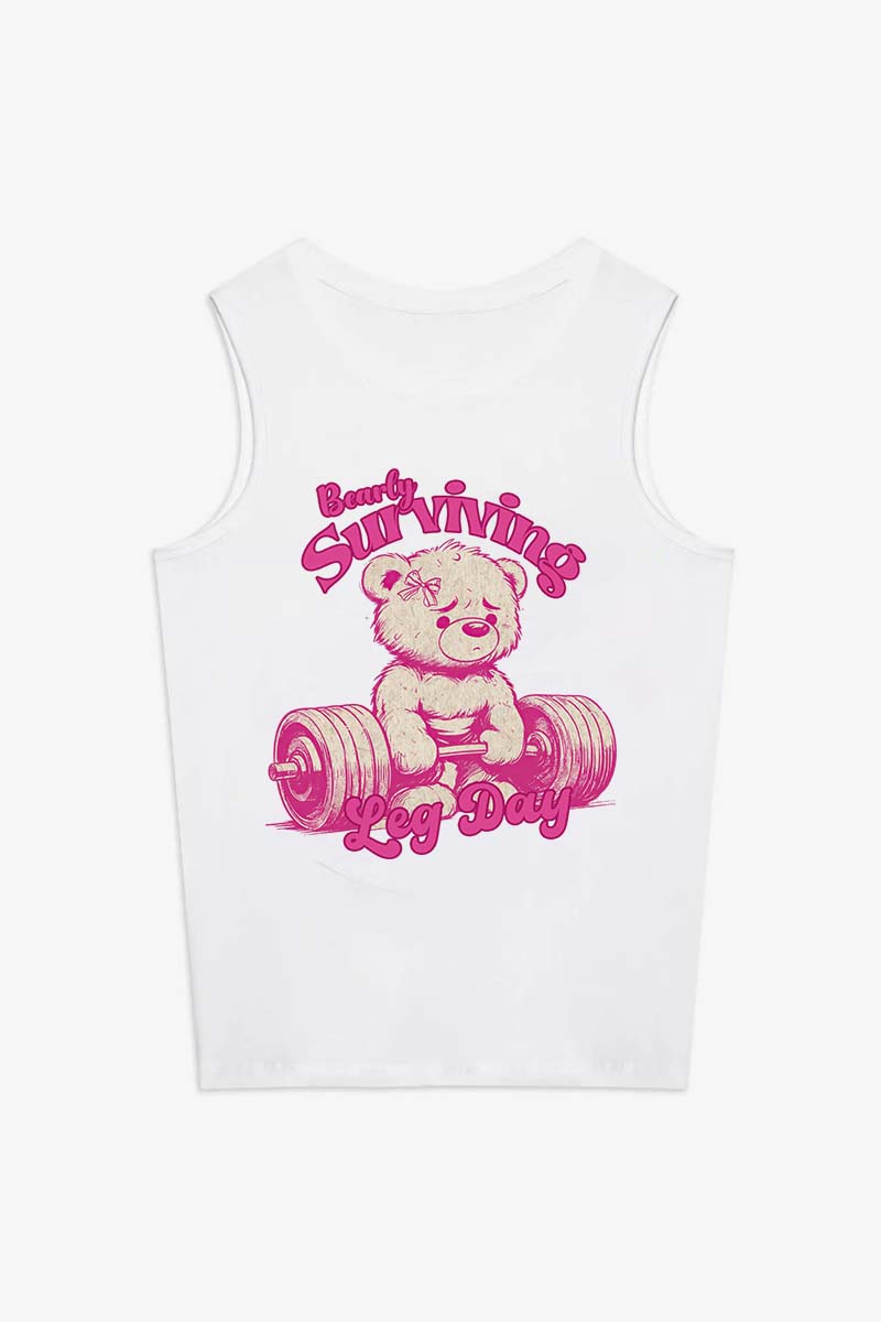 Bearly Surviving Leg Day Printed Women's Vest-traneing
