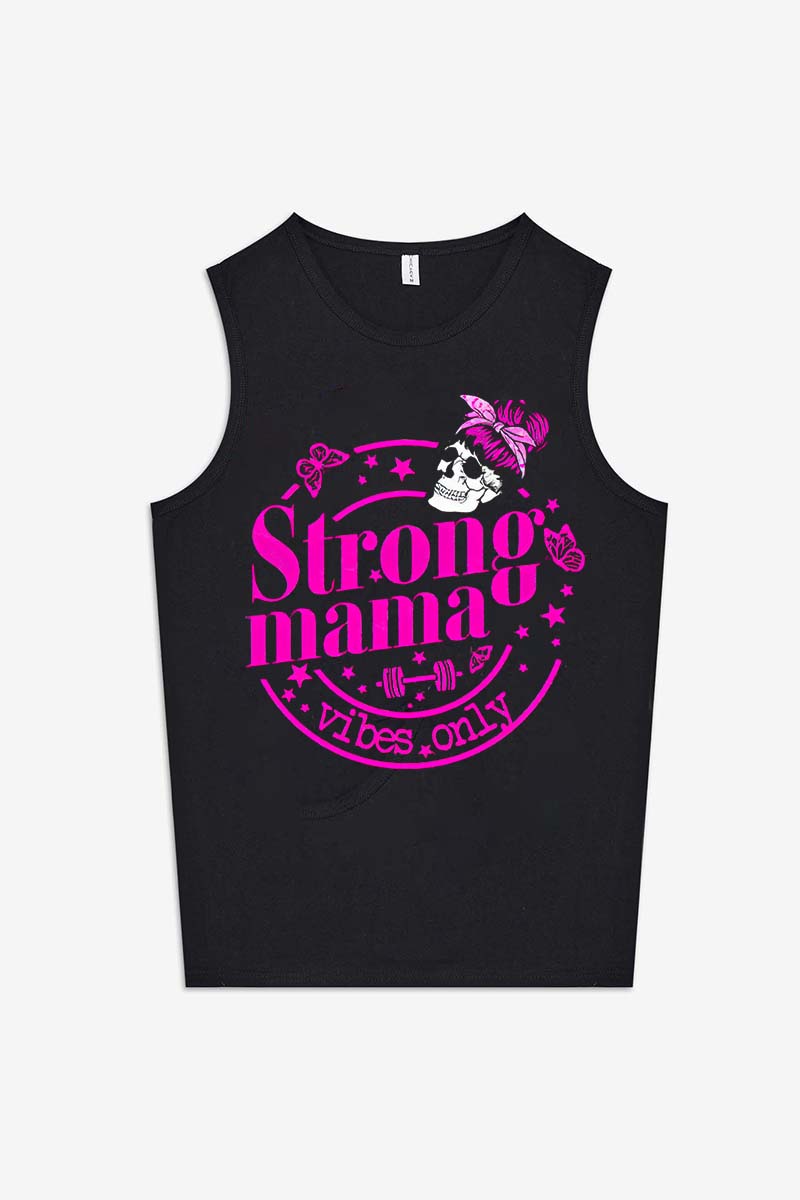 Strong Mama Skull Printed Women's Vest-traneing