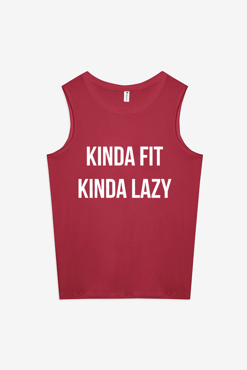 Kinda Fit Kinda Lazy Printed Women's Vest-traneing
