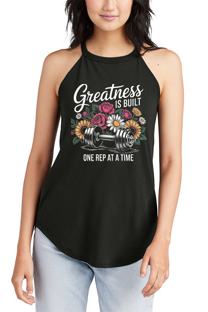 Greatness Is Built One Rep At A Time Printed Women's Vest Image - 2