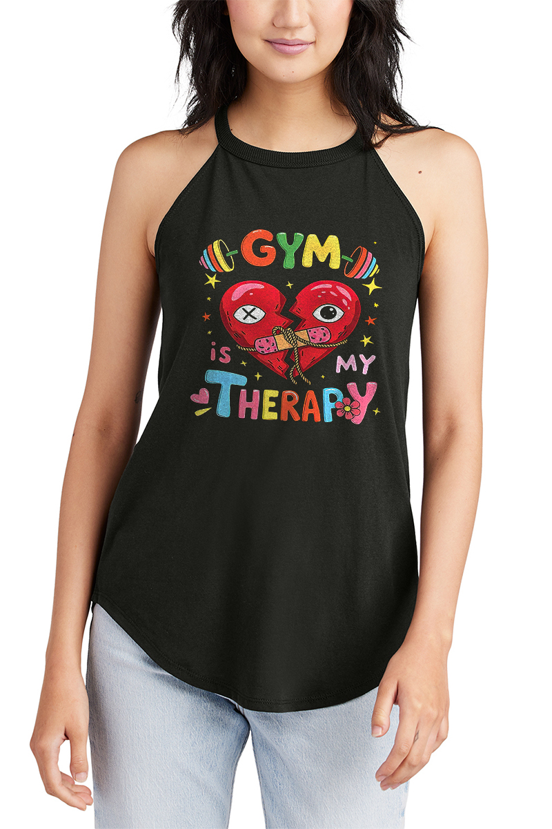 Gym Is My Therapy Printed Women's Vest Image - 2