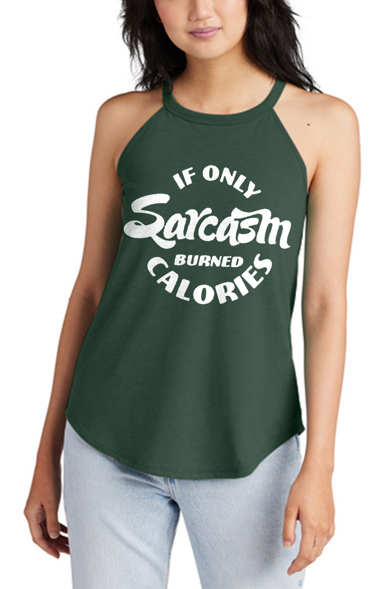 If Only Sarcasm Burned Calories Printed Yoga Tank Tops Image - 2