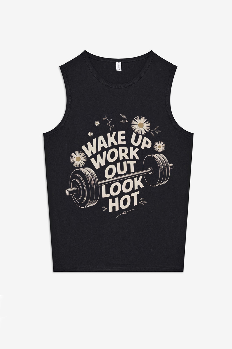 Wake Up Work Out Look Hot Printed Women's Vest-traneing