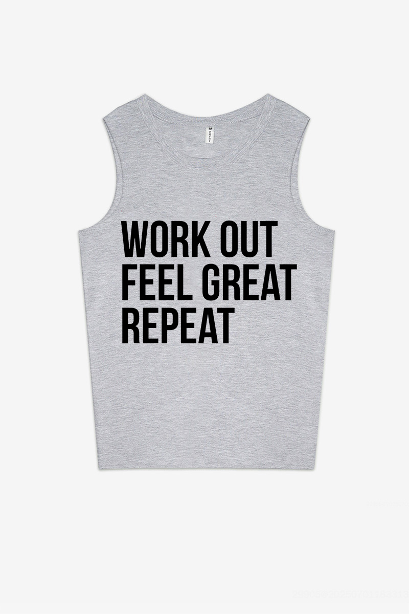 Work Out Feel Great Repeat Printed Women's Vest-traneing